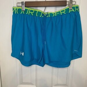 Under Armour Shorts Girls Large Heatgear Loose Athletic Blue Running Cheer Gym‎
